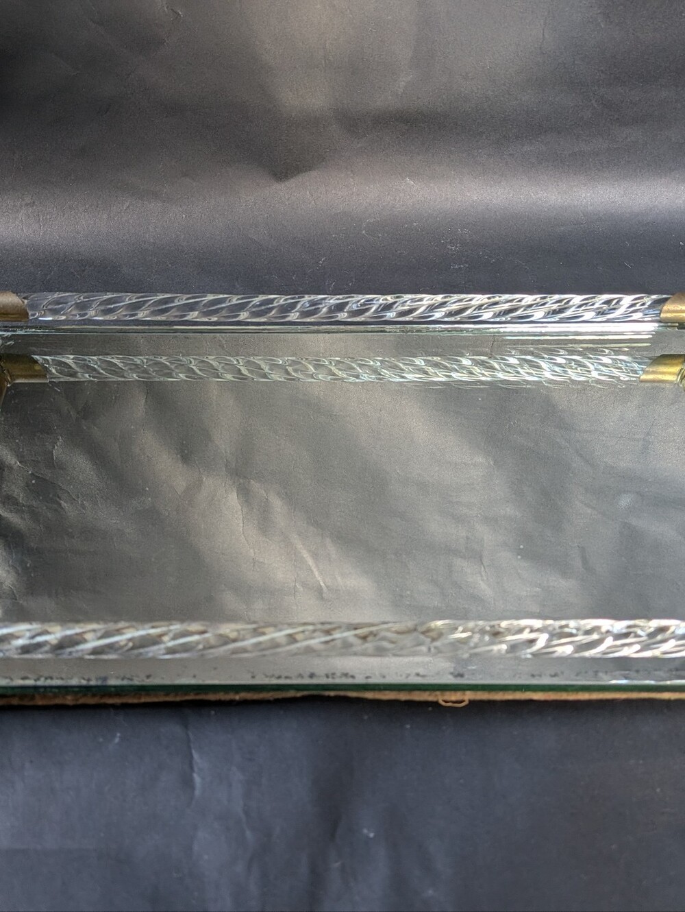 Vintage Vanity/ Mirror Tray with Twisted Faux Glass and Brass